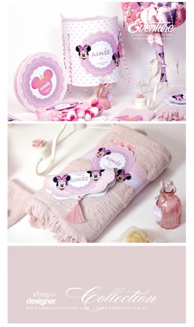 Trusou de botez Minnie Mouse pentru fetite personalizat prin brodare, Happy Minnie  6